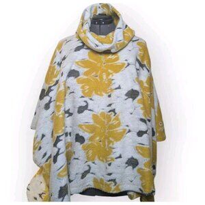 Stunning Anthropologie Saturday Sunday Womens Soft Wool Blend Floral Poncho M/L